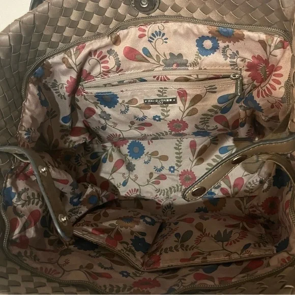 David Jones Basket Weave Brown Purse - Picture 8 of 10